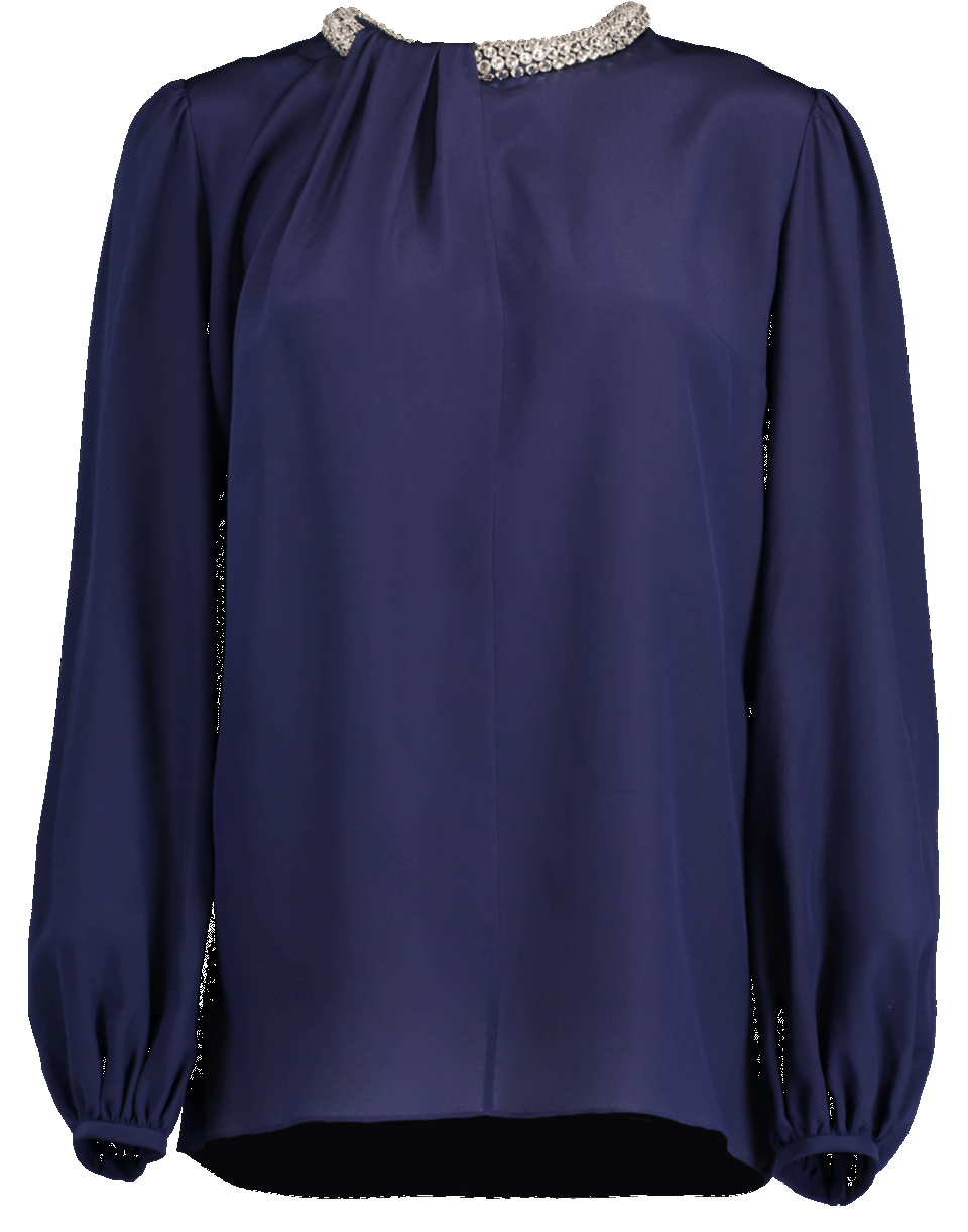 ALEXANDER MCQUEEN-Jeweled Neckline Blouse-