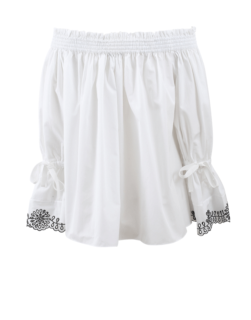 ALEXANDER MCQUEEN-Off Shoulder Peasant Blouse-WHITE
