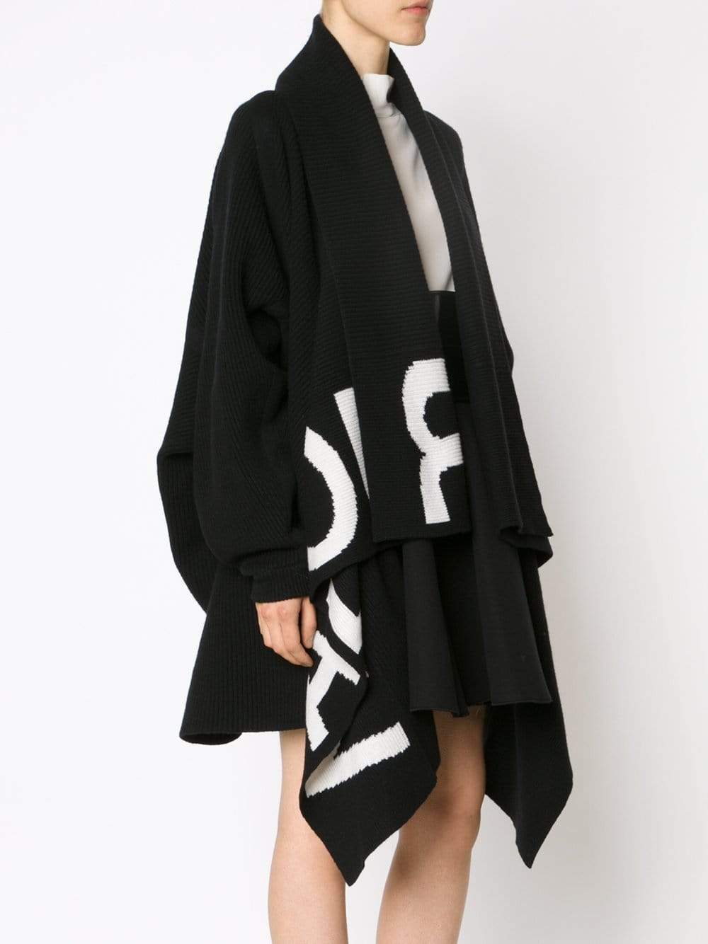 ALEXANDER MCQUEEN-Valour Draped Cardigan-BLK/IVRY