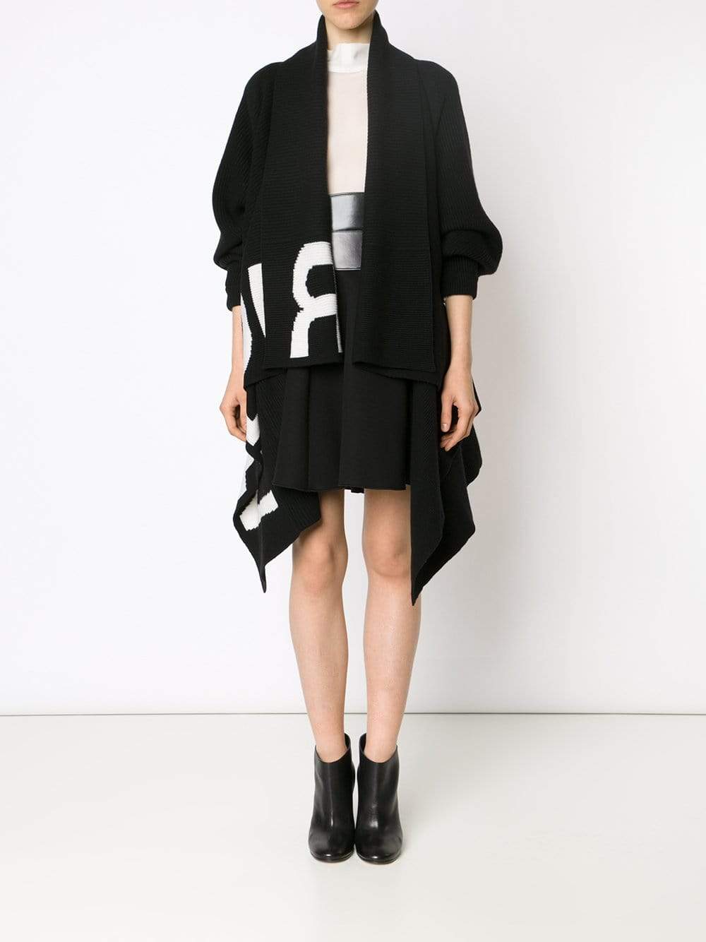 ALEXANDER MCQUEEN-Valour Draped Cardigan-BLK/IVRY