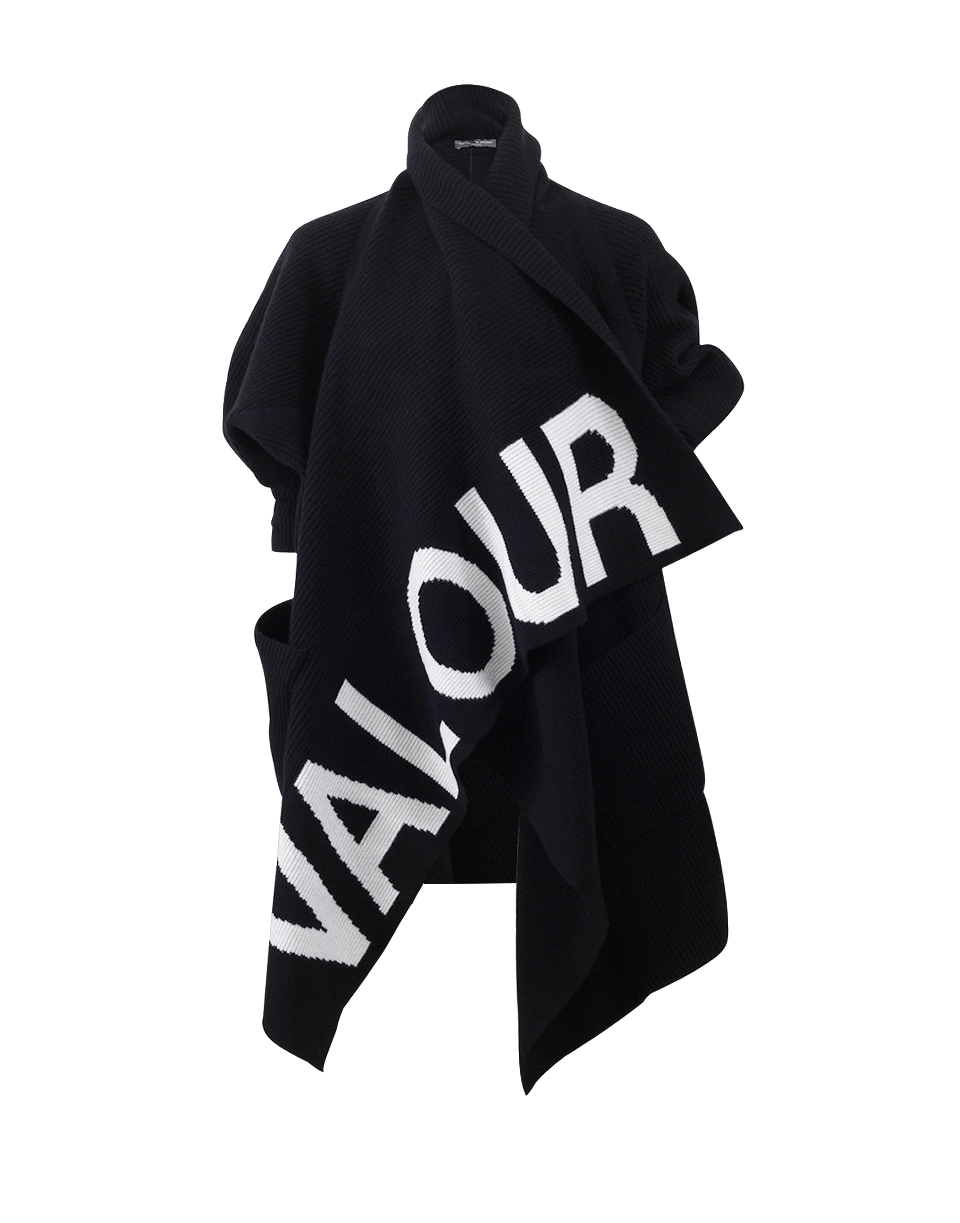 ALEXANDER MCQUEEN-Valour Draped Cardigan-BLK/IVRY