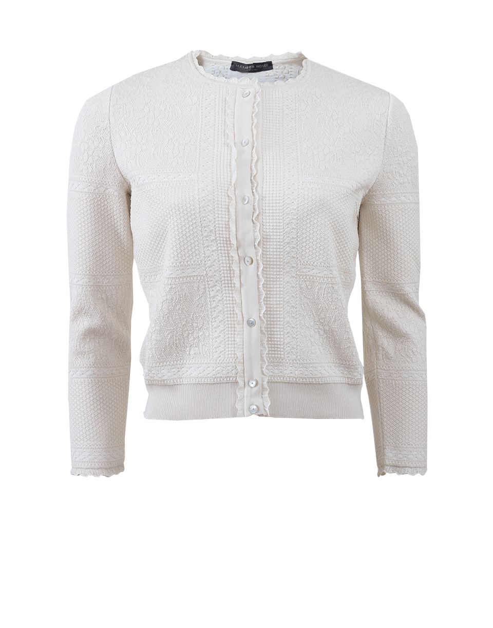 ALEXANDER MCQUEEN-Lace Grid Knit Cardigan-