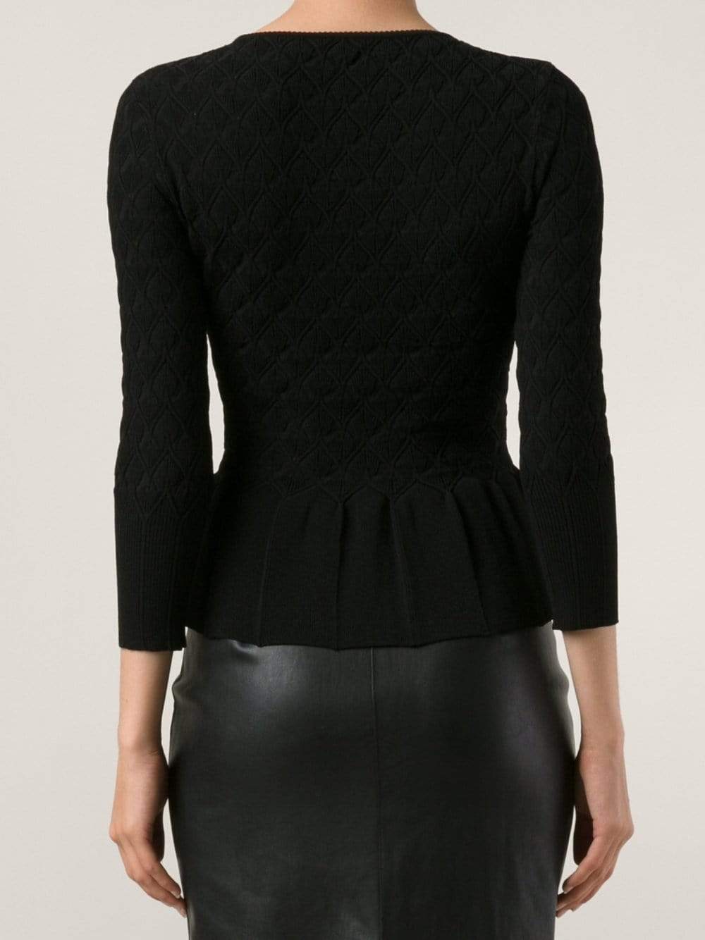 ALEXANDER MCQUEEN-Ribbed Leaf Peplum Top-