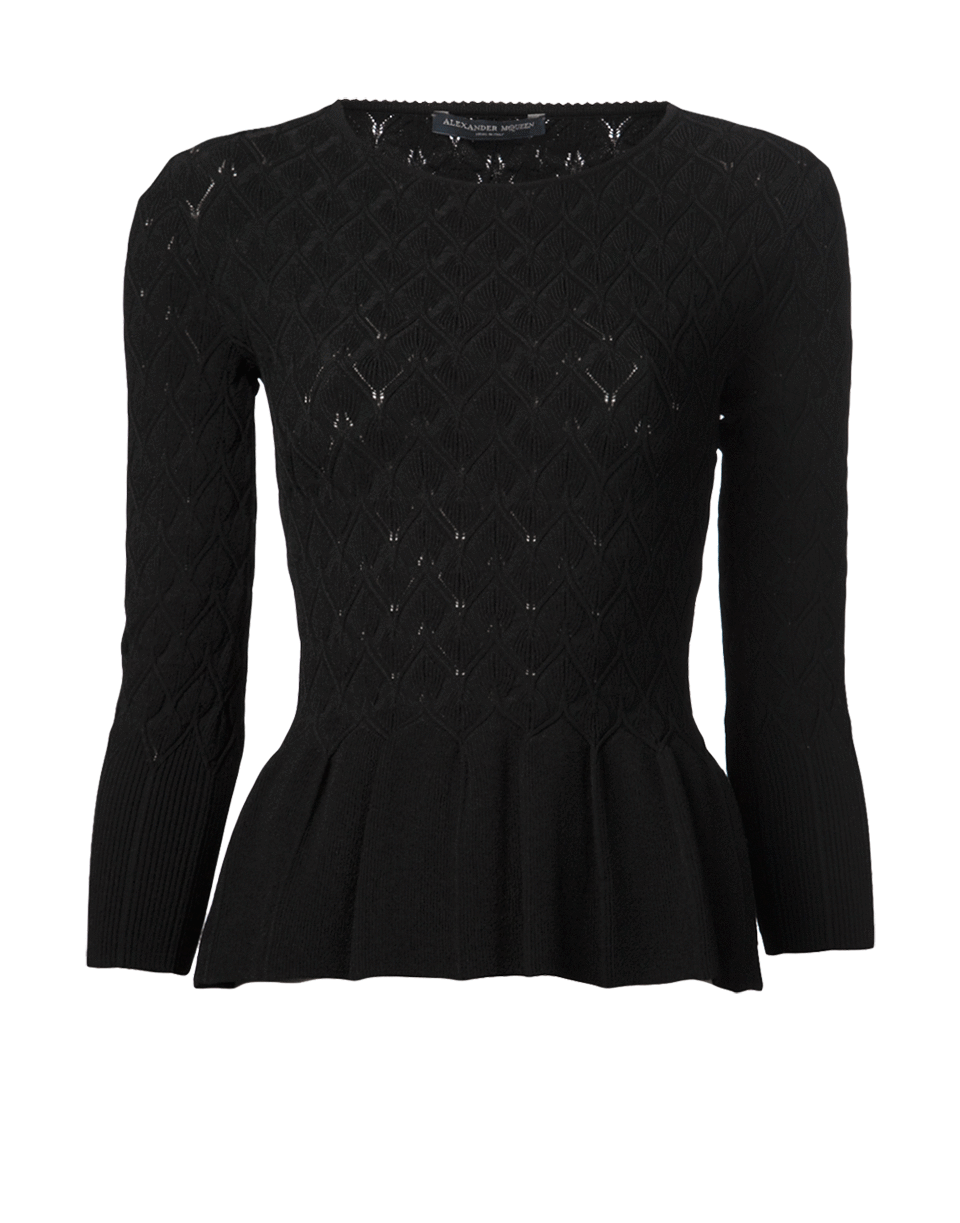 ALEXANDER MCQUEEN-Ribbed Leaf Peplum Top-