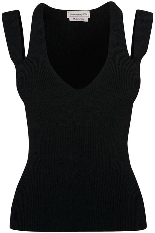 ALEXANDER MCQUEEN-Cutout Vneck Top-