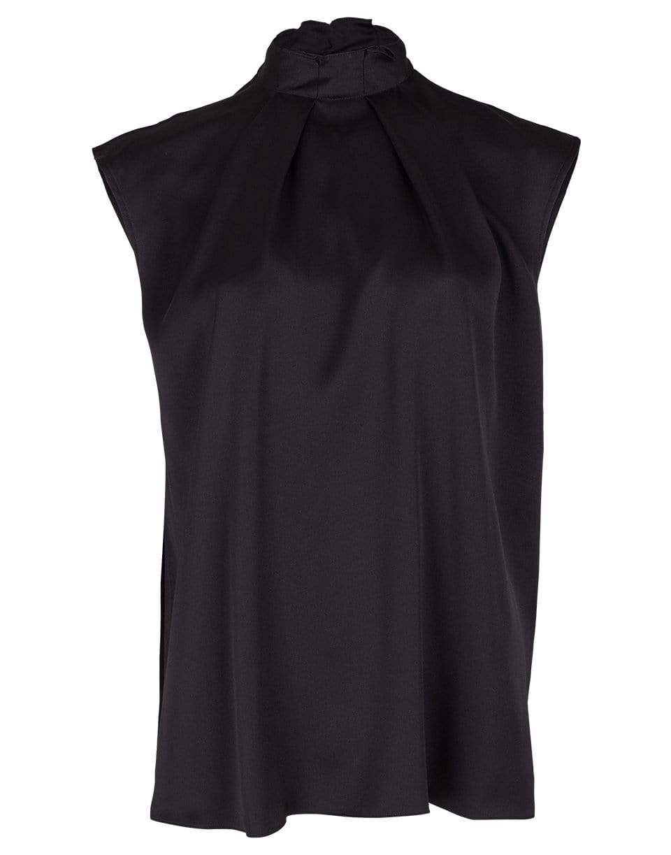 ALEXANDER MCQUEEN-Black Sleeveless Mock Neck Top-