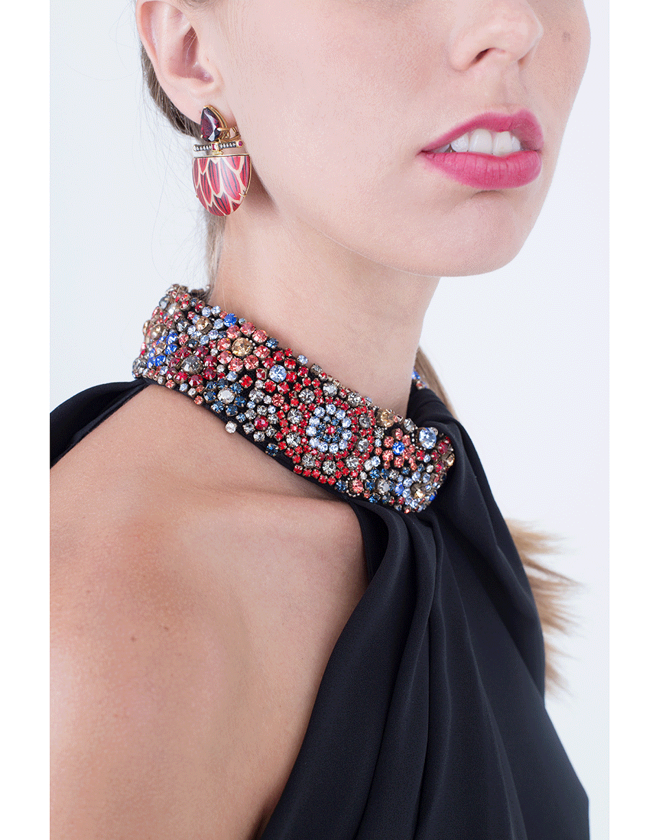 ALEXANDER MCQUEEN-Jewel Neck Halter Top-