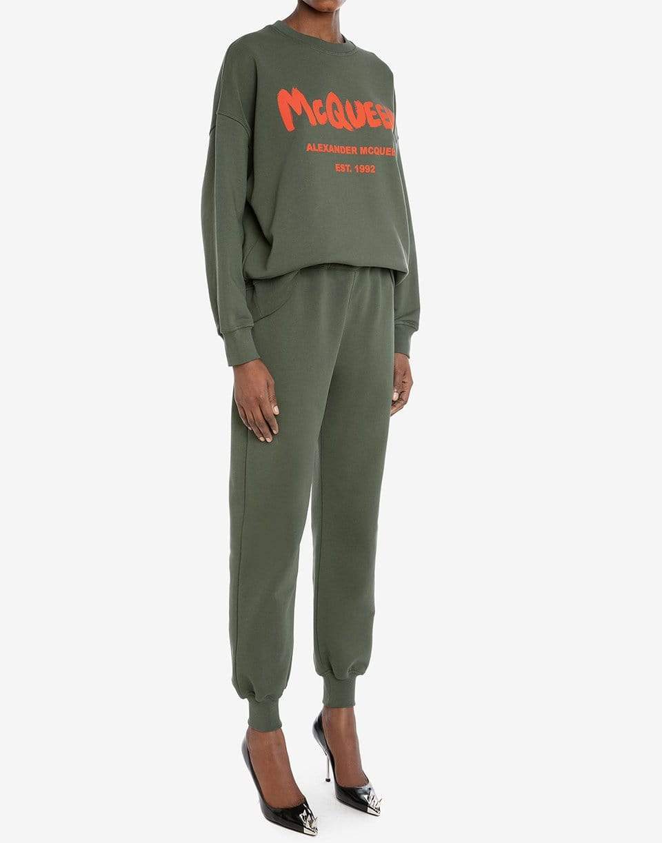 ALEXANDER MCQUEEN-Khaki McQueen Graffiti Sweatshirt-
