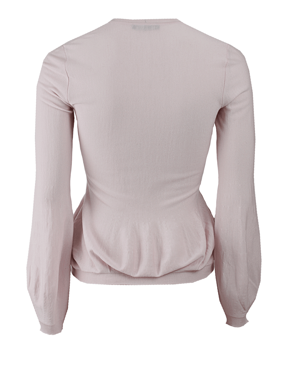 ALEXANDER MCQUEEN-Long Sleeve Skirt Hem V-Neck Sweater-