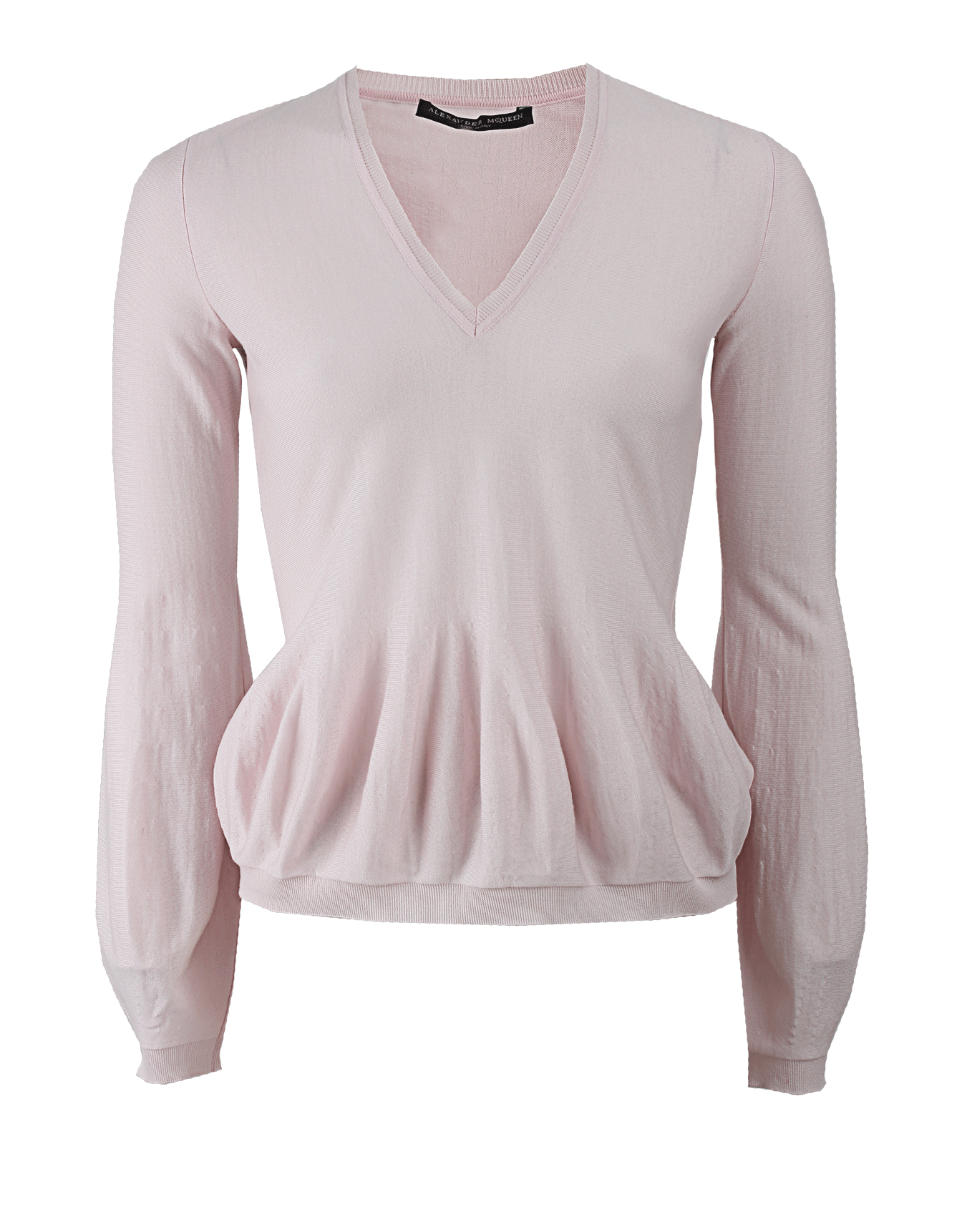 ALEXANDER MCQUEEN-Long Sleeve Skirt Hem V-Neck Sweater-