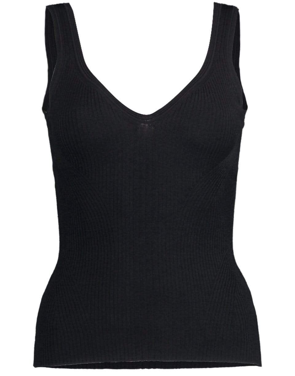 ALEXANDER MCQUEEN-Black Ribbed Tank Top-