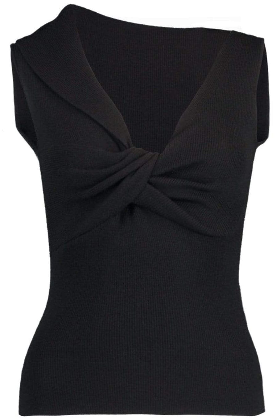 ALEXANDER MCQUEEN-Black Sleeveless V-Neck Twist Top-