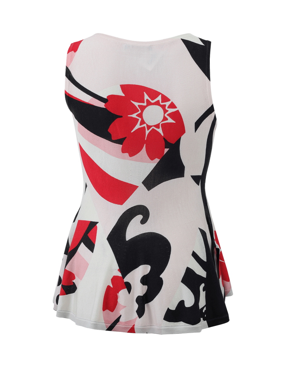 ALEXANDER MCQUEEN-Printed Peplum Tank-BLK/PNK