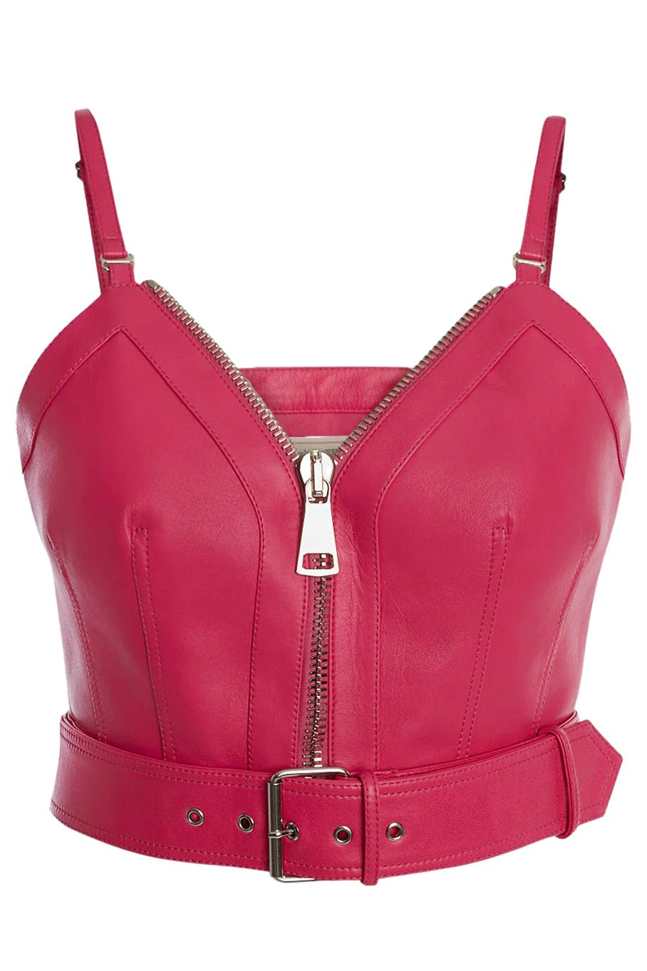 ALEXANDER MCQUEEN-Zipped Leather Corset-