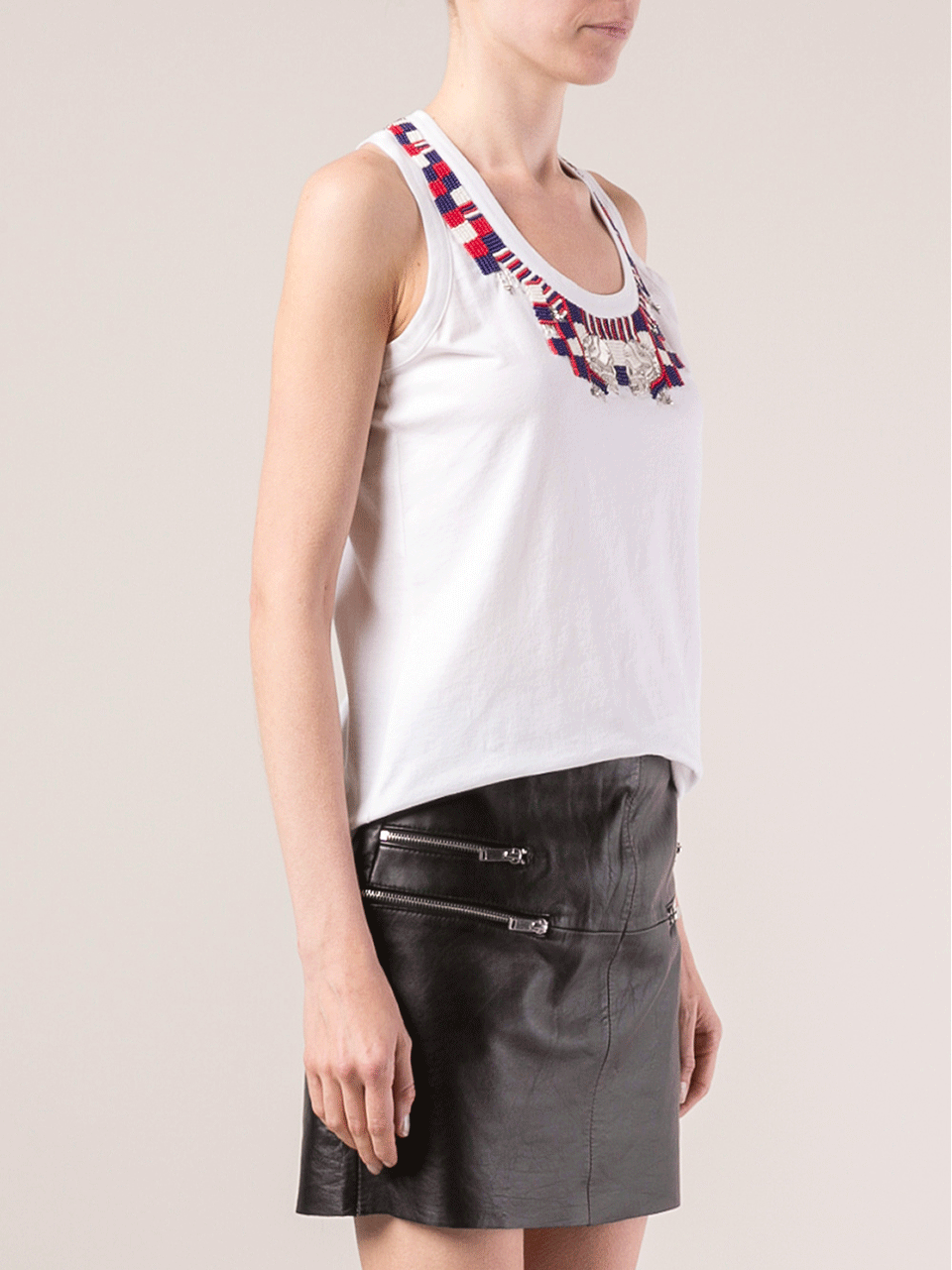 ALEXANDER MCQUEEN-Embroidered Racerback Tank-