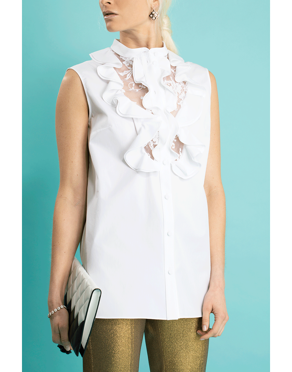 ALEXANDER MCQUEEN-Sleeveless Lace Bib Shirt-