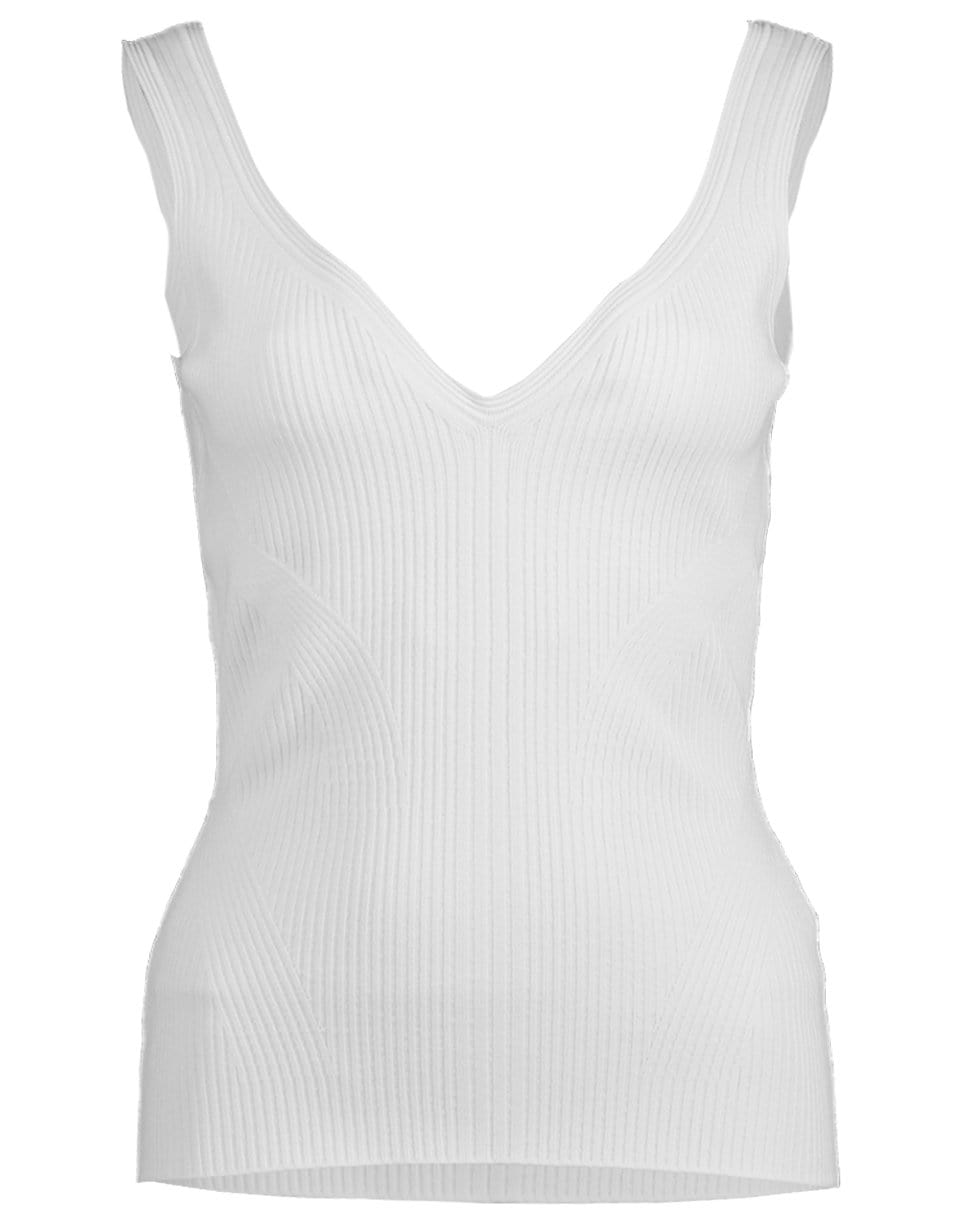ALEXANDER MCQUEEN-White Ribbed Tank Top-