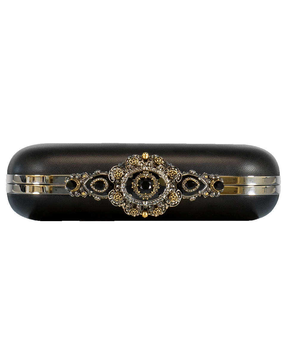 ALEXANDER MCQUEEN-Box Leather Clutch Bag-BLACK