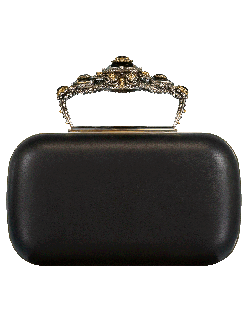 ALEXANDER MCQUEEN-Box Leather Clutch Bag-BLACK