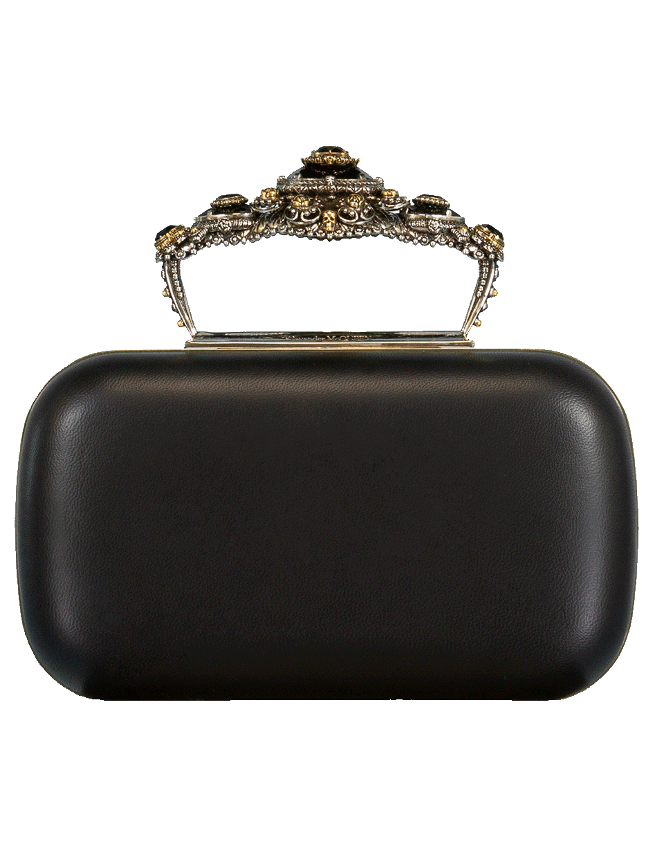 ALEXANDER MCQUEEN-Box Leather Clutch Bag-BLACK