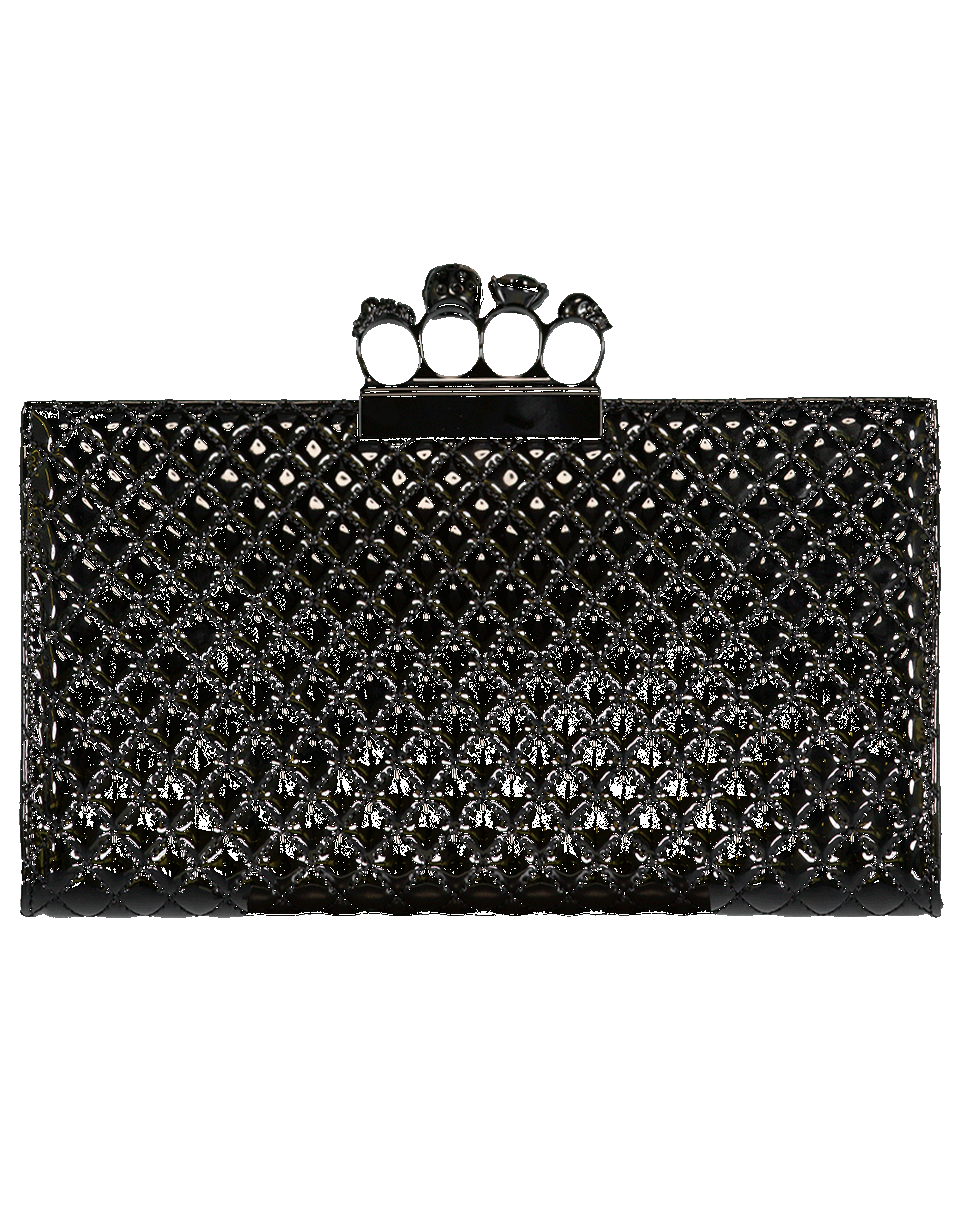 ALEXANDER MCQUEEN-Four Ring Skull Clutch-BLACK