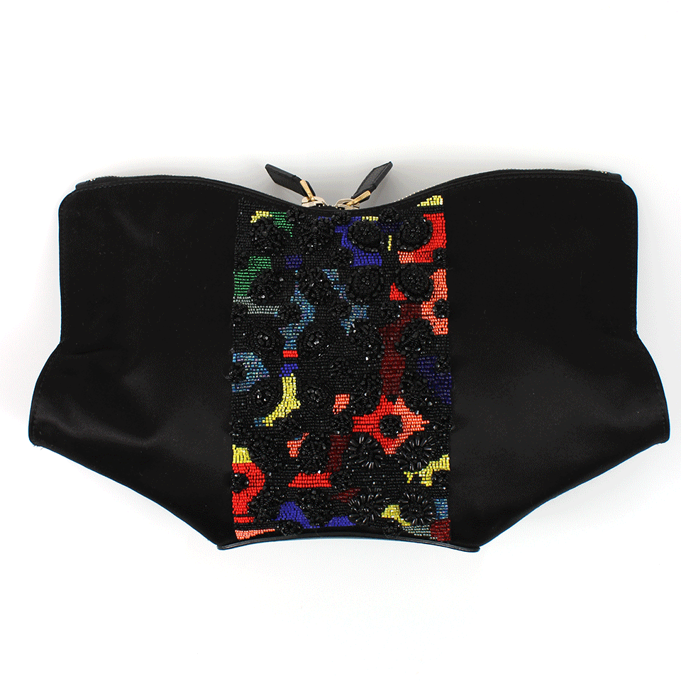 ALEXANDER MCQUEEN-Small Multi-Bead Embroidered Clutch-BLACK