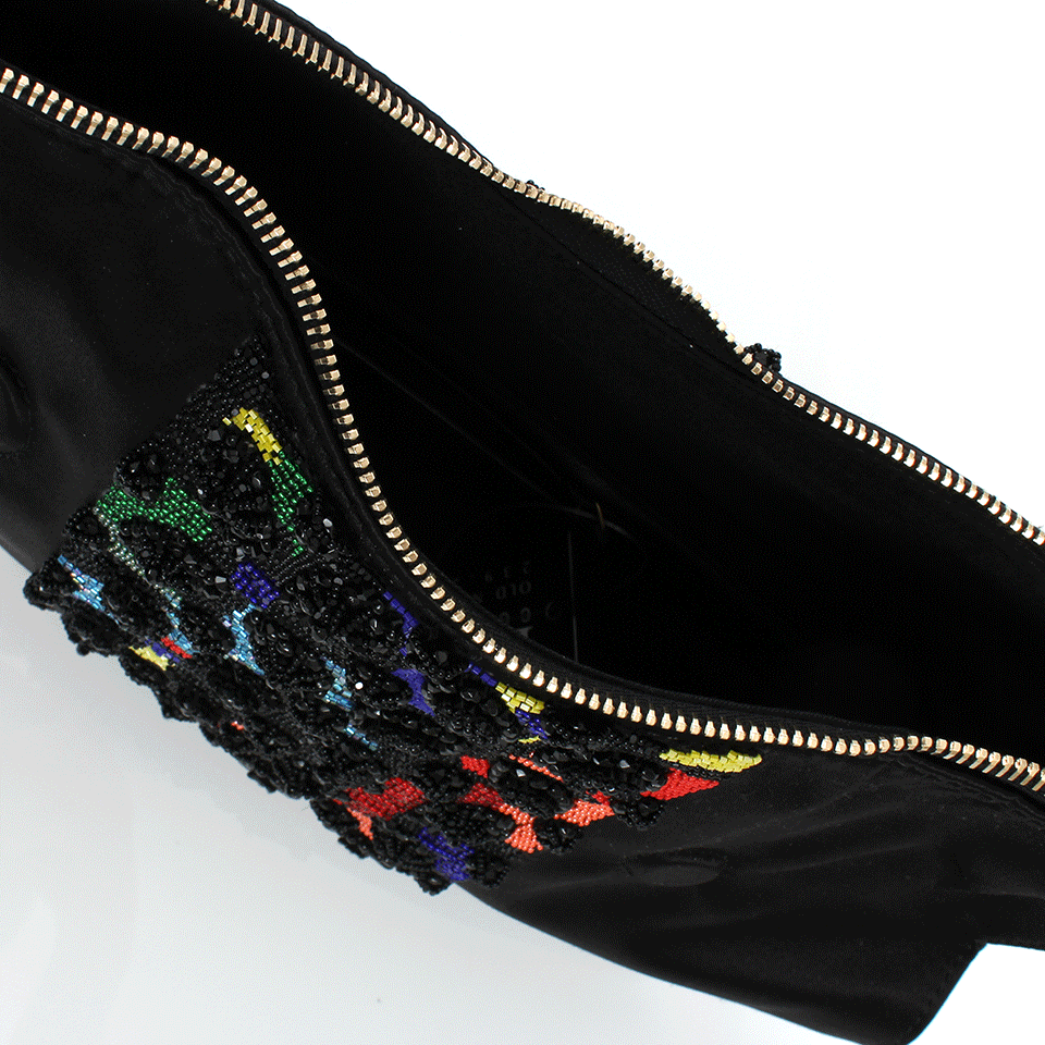 ALEXANDER MCQUEEN-Small Multi-Bead Embroidered Clutch-BLACK