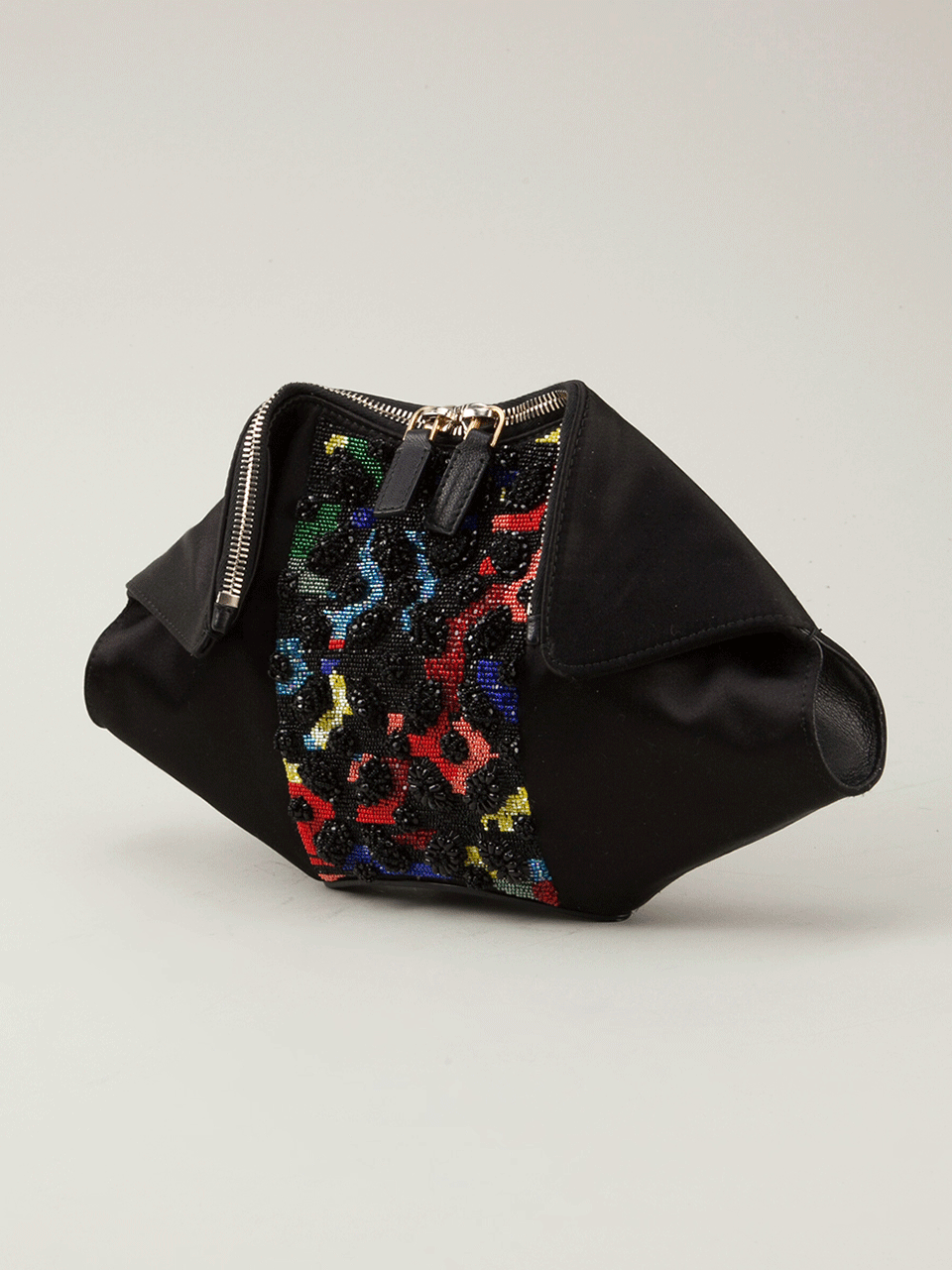 ALEXANDER MCQUEEN-Small Multi-Bead Embroidered Clutch-BLACK