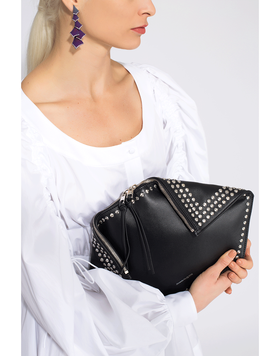 ALEXANDER MCQUEEN-Studded Butterfly Pouch-BLACK