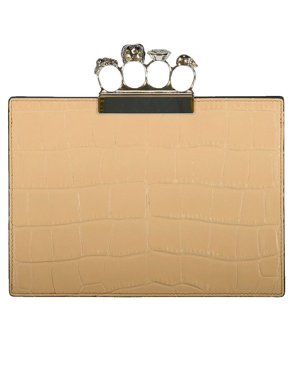 ALEXANDER MCQUEEN-Four Ring Embossed Clutch-CML/BLK
