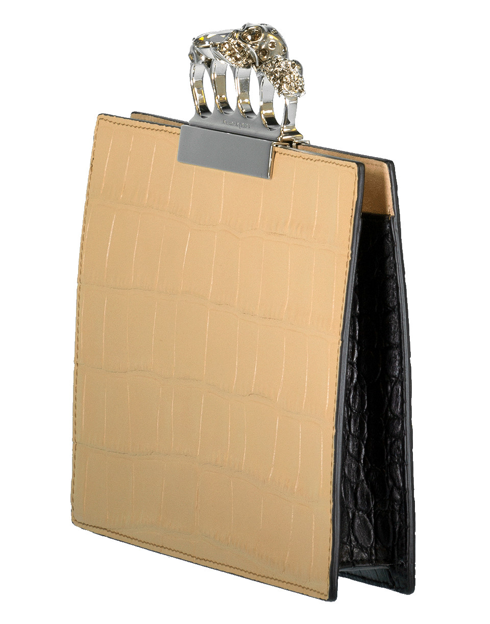 ALEXANDER MCQUEEN-Four Ring Embossed Clutch-CML/BLK