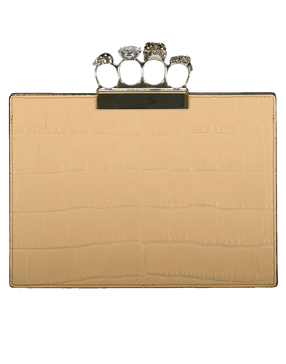 ALEXANDER MCQUEEN-Four Ring Embossed Clutch-CML/BLK