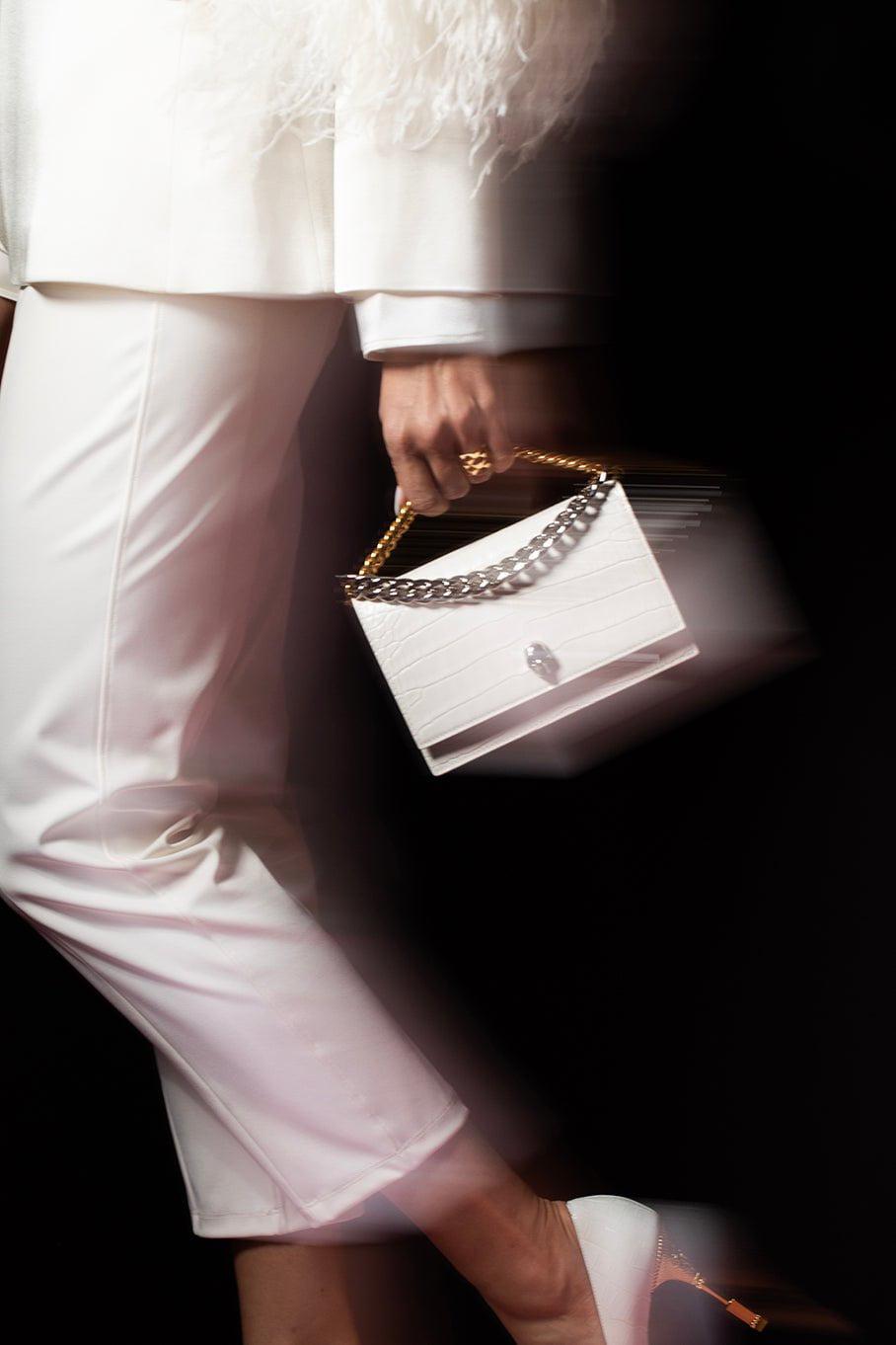 ALEXANDER MCQUEEN-Small Croc Stamped Bag-IVORY
