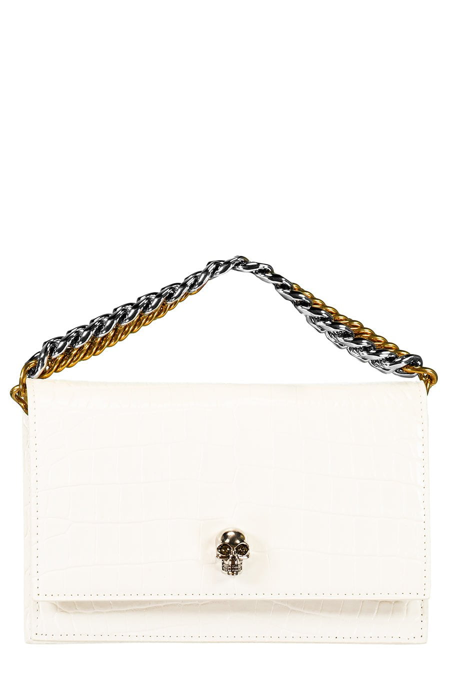 ALEXANDER MCQUEEN-Small Croc Stamped Bag-IVORY