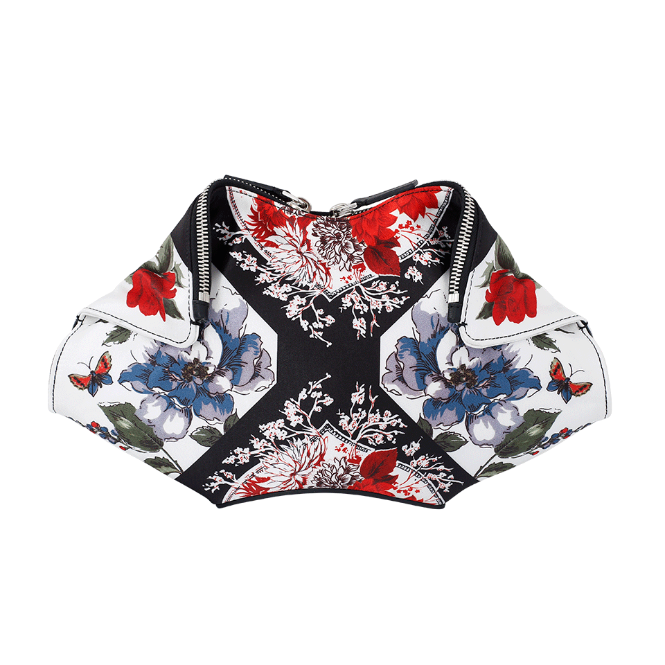 ALEXANDER MCQUEEN-Printed Demantha Clutch-IVRY/BLK