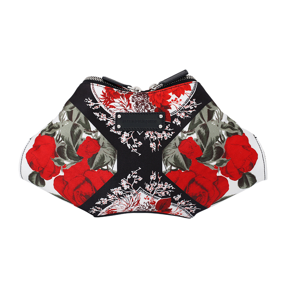 ALEXANDER MCQUEEN-Printed Demantha Clutch-IVRY/BLK