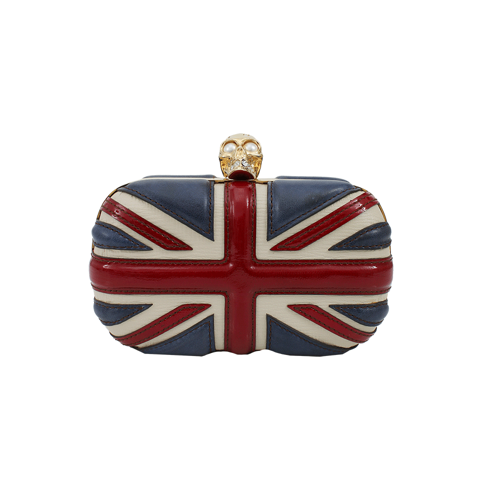ALEXANDER MCQUEEN-Britannica Skull Clutch-IVRY/RED