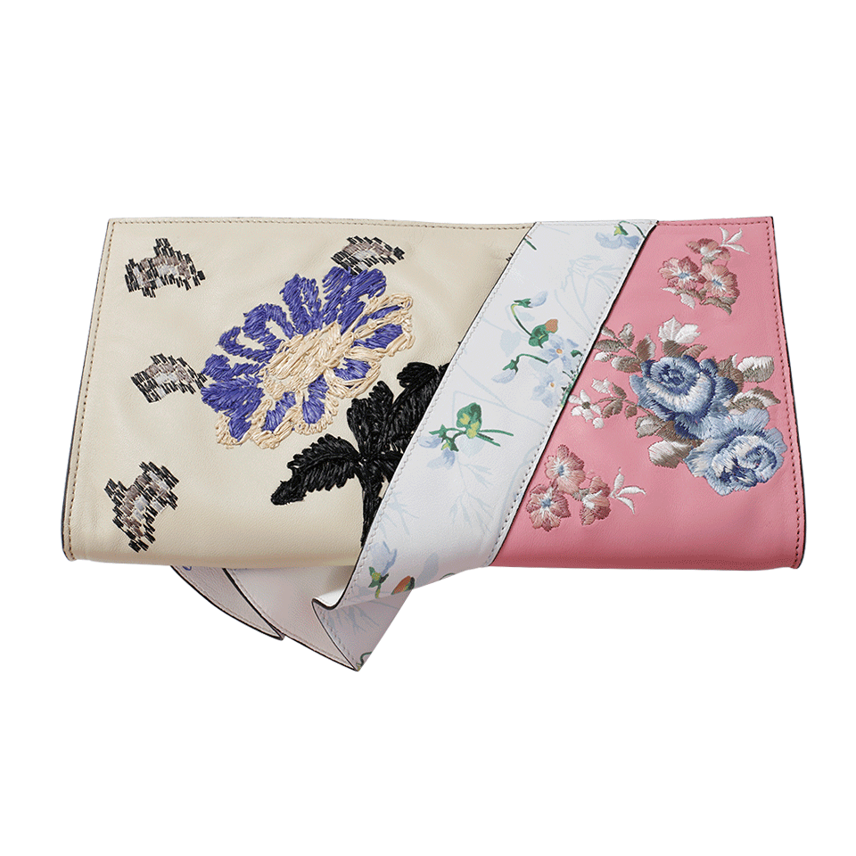 ALEXANDER MCQUEEN-Ruffle Clutch-PNK/WHT