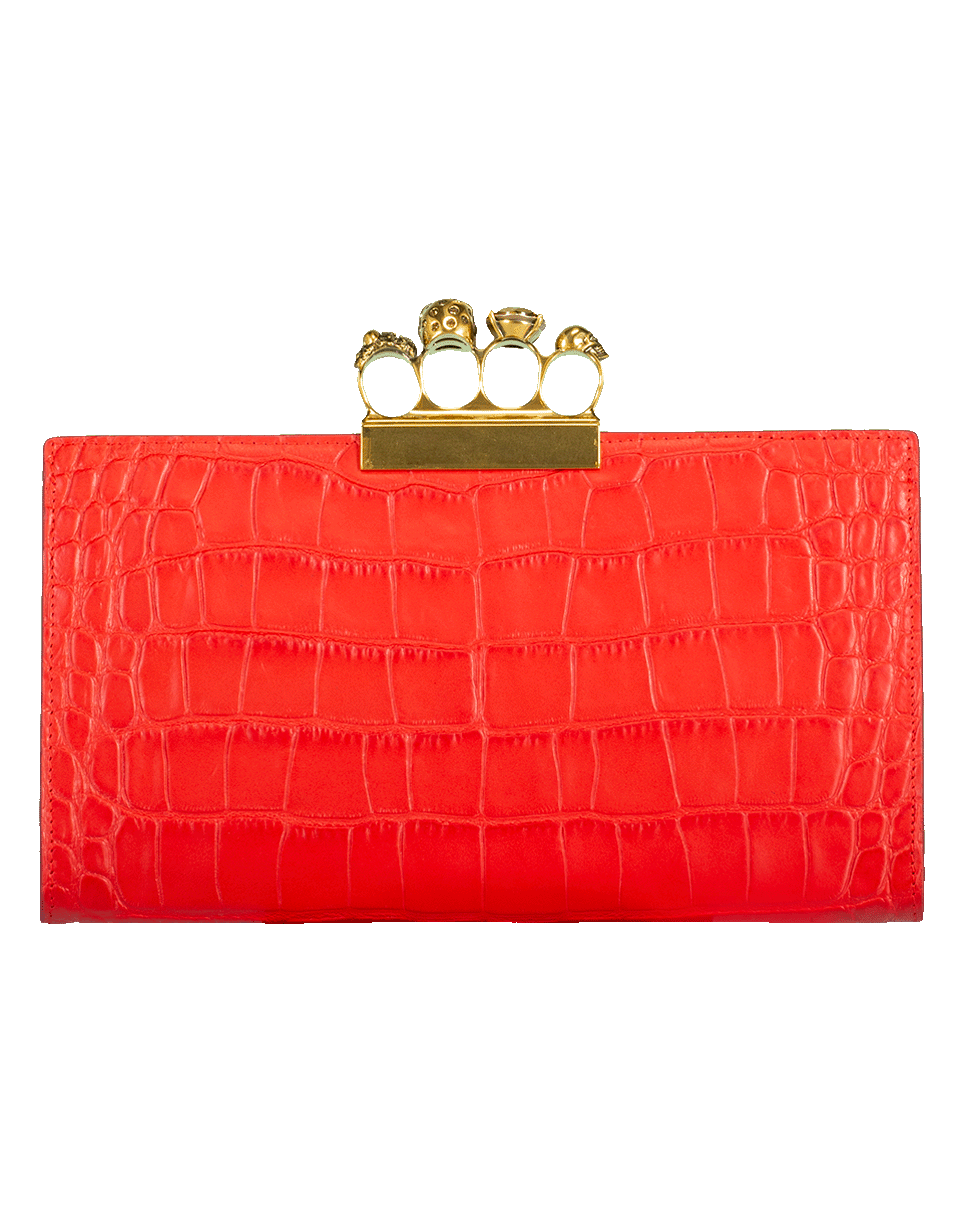 ALEXANDER MCQUEEN-Four Ring Knuckle Flat Pouch-RED