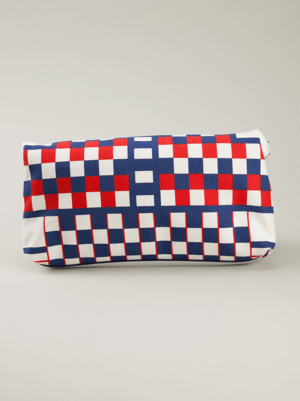 ALEXANDER MCQUEEN-Padlock Checkered Clutch-RED/BLUE