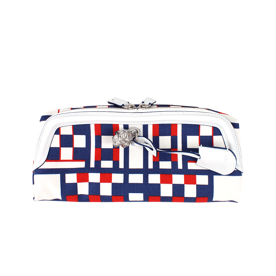 ALEXANDER MCQUEEN-Padlock Checkered Clutch-RED/BLUE