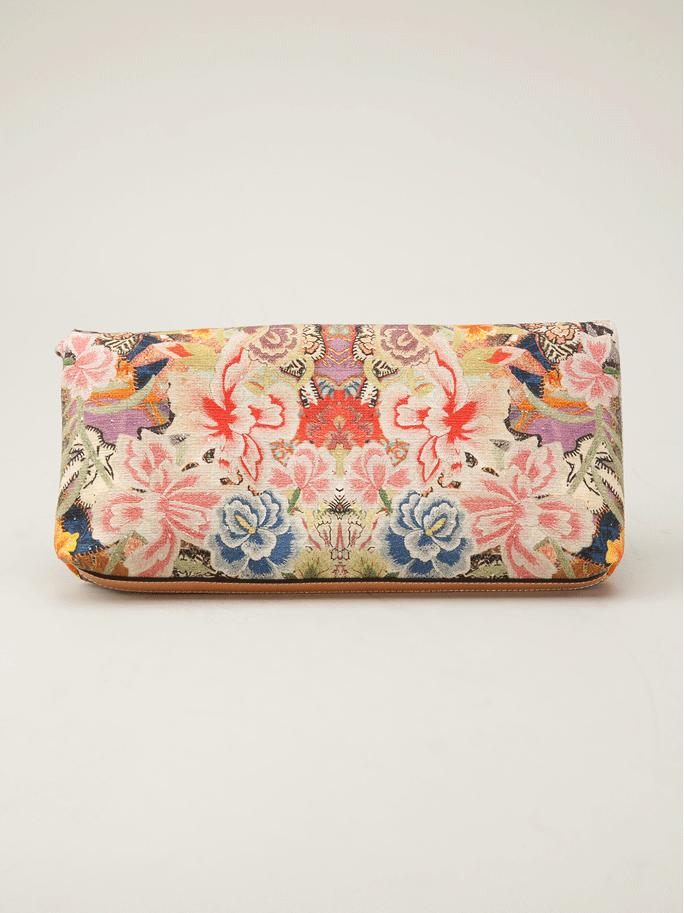 ALEXANDER MCQUEEN-Padlock Rose Print Clutch-RUSTIC