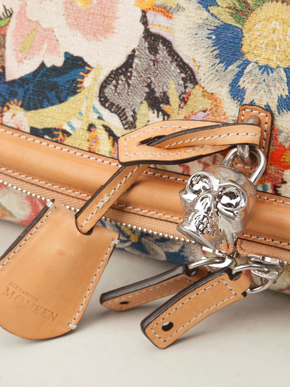 ALEXANDER MCQUEEN-Padlock Rose Print Clutch-RUSTIC