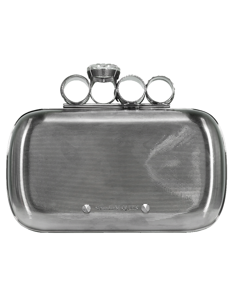 ALEXANDER MCQUEEN-Silver Four Ring Clutch-SILVER