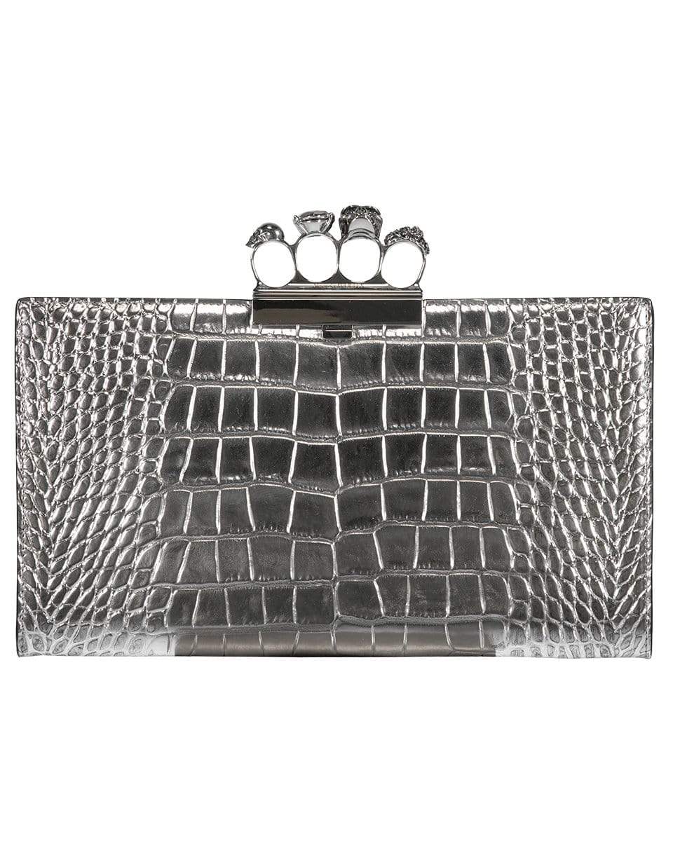 ALEXANDER MCQUEEN-Skull Four Ring Clutch-SILVER