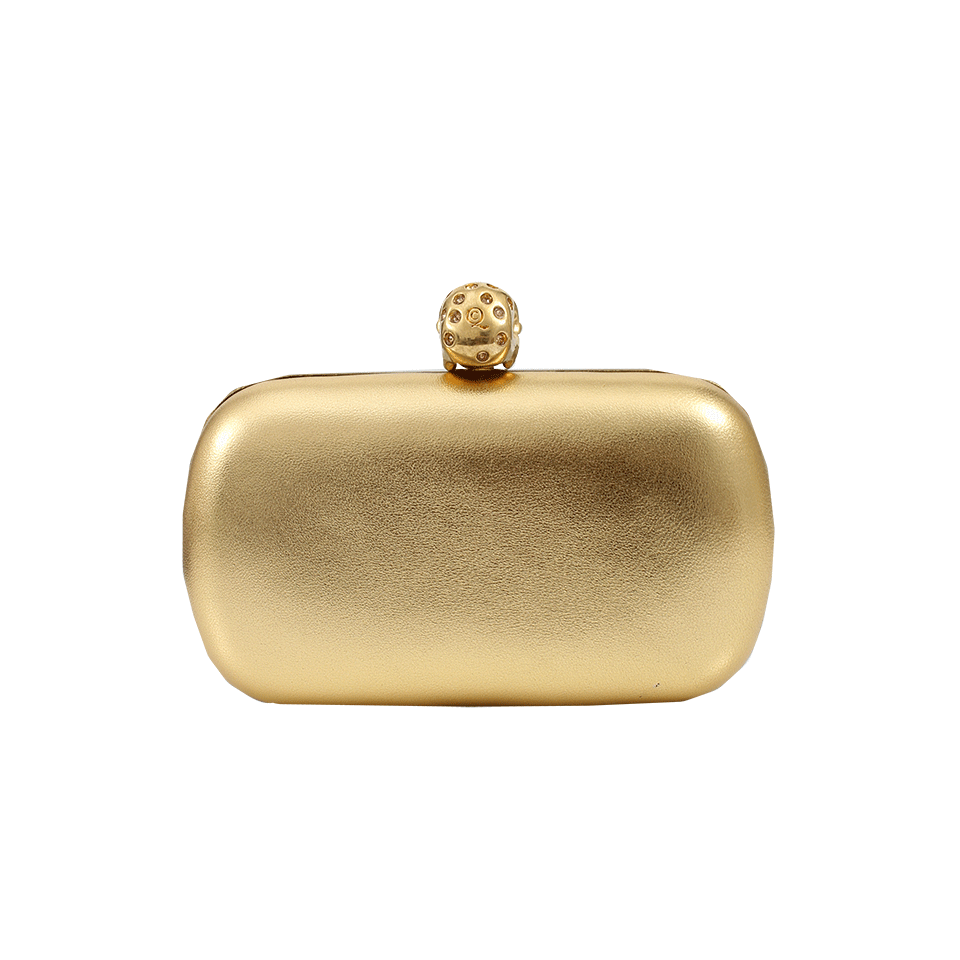 ALEXANDER MCQUEEN-Skull Box Clutch-SLVR/GLD