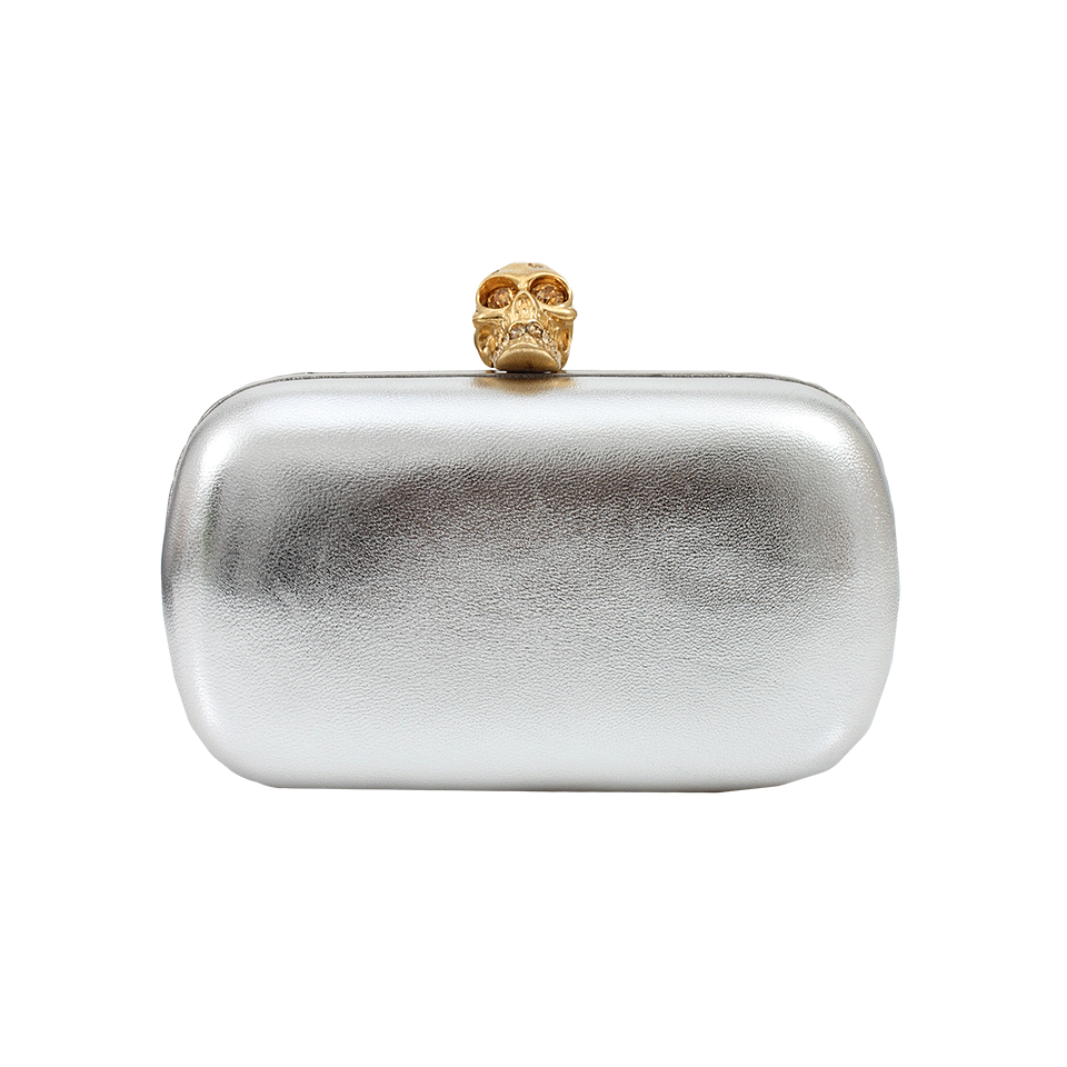 ALEXANDER MCQUEEN-Skull Box Clutch-SLVR/GLD