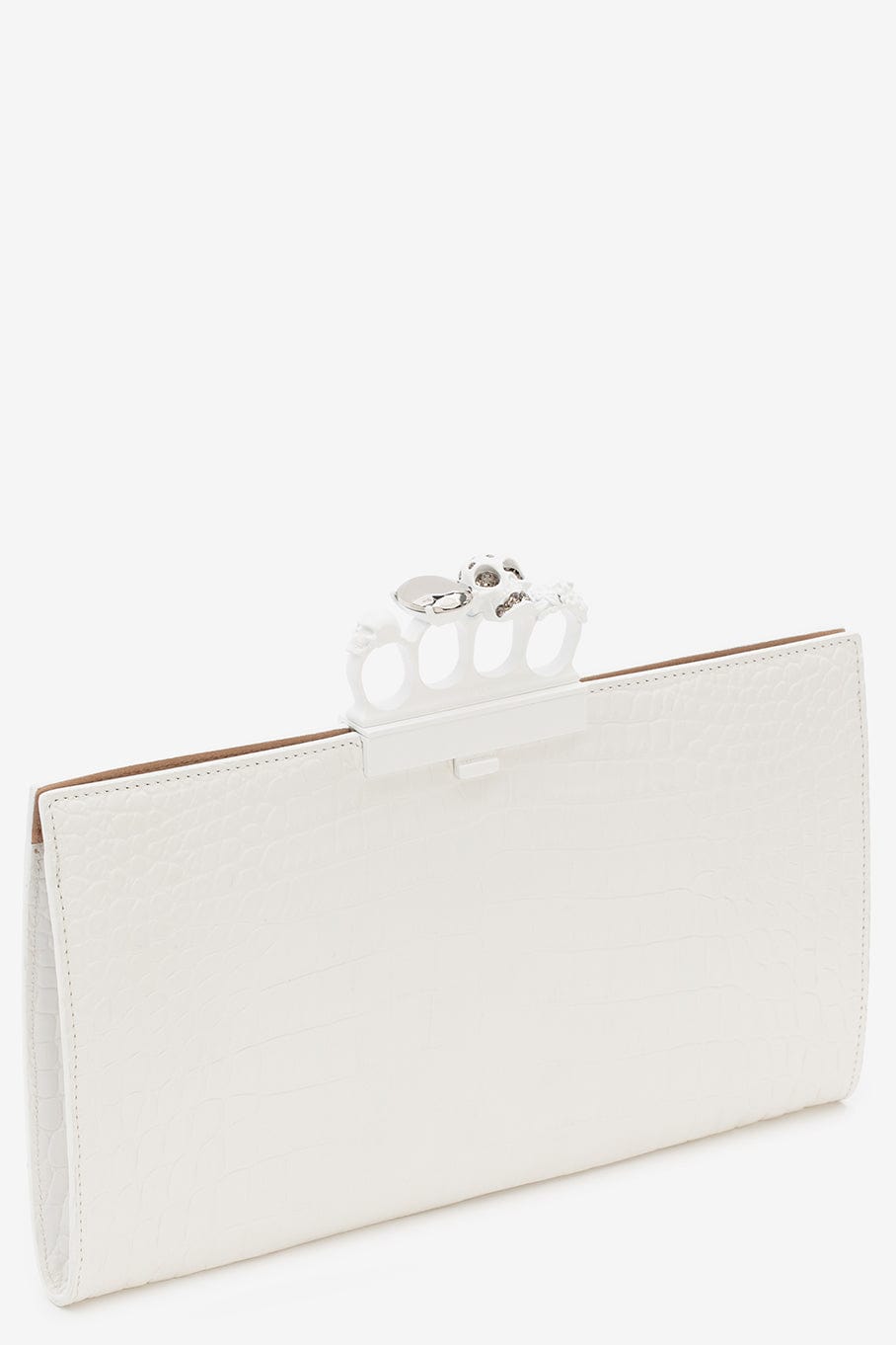 ALEXANDER MCQUEEN-Skull Four Ring Flat Clutch - White-WHITE