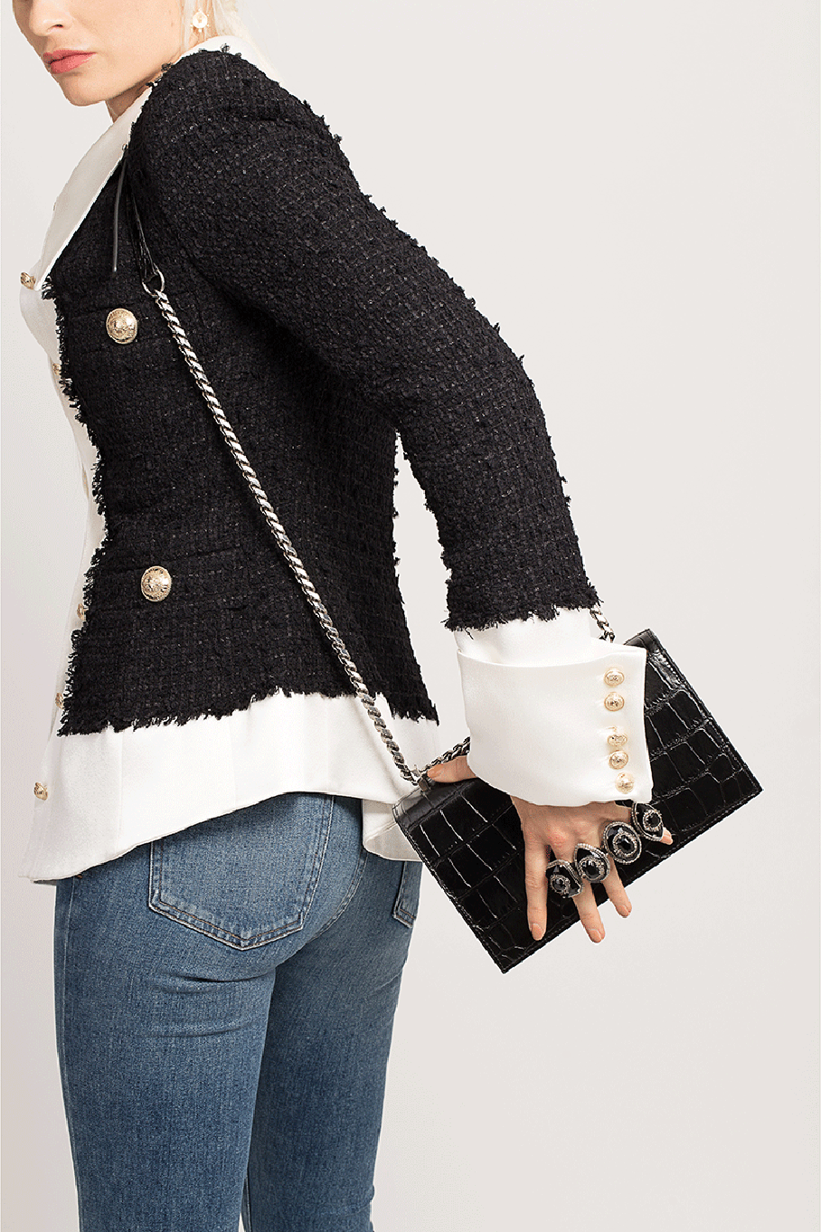ALEXANDER MCQUEEN-Jeweled Satchel-BLACK