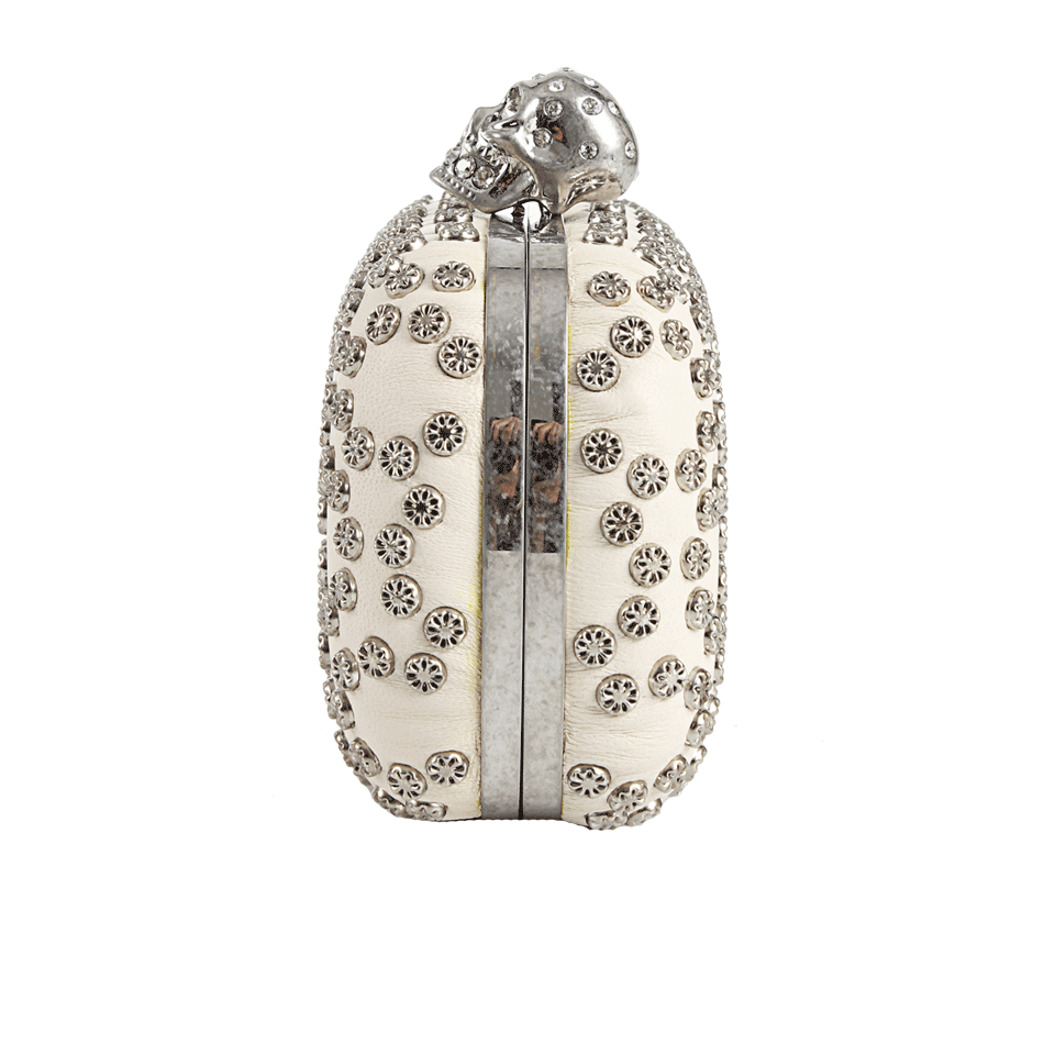 ALEXANDER MCQUEEN-Circle Stud Skull Clutch-BONE